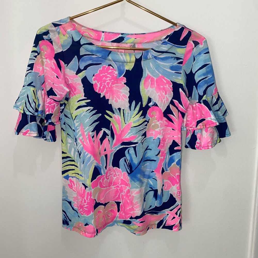 Lilly Pulitzer Colorful Ruffle Top size XXS